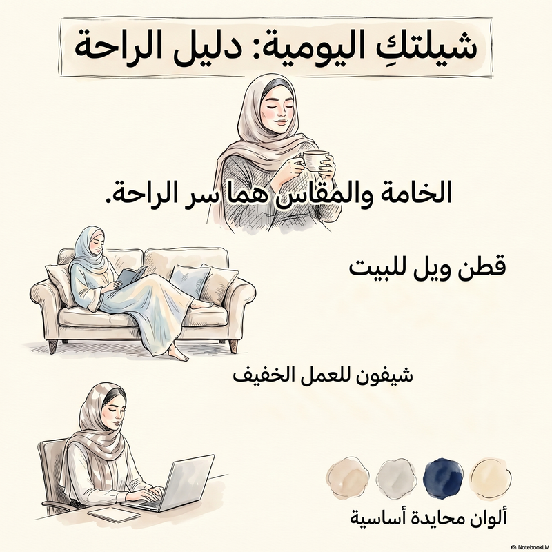 إنفوجرافيك يلخص دليل اختيار الشيلة اليومية من شيله
