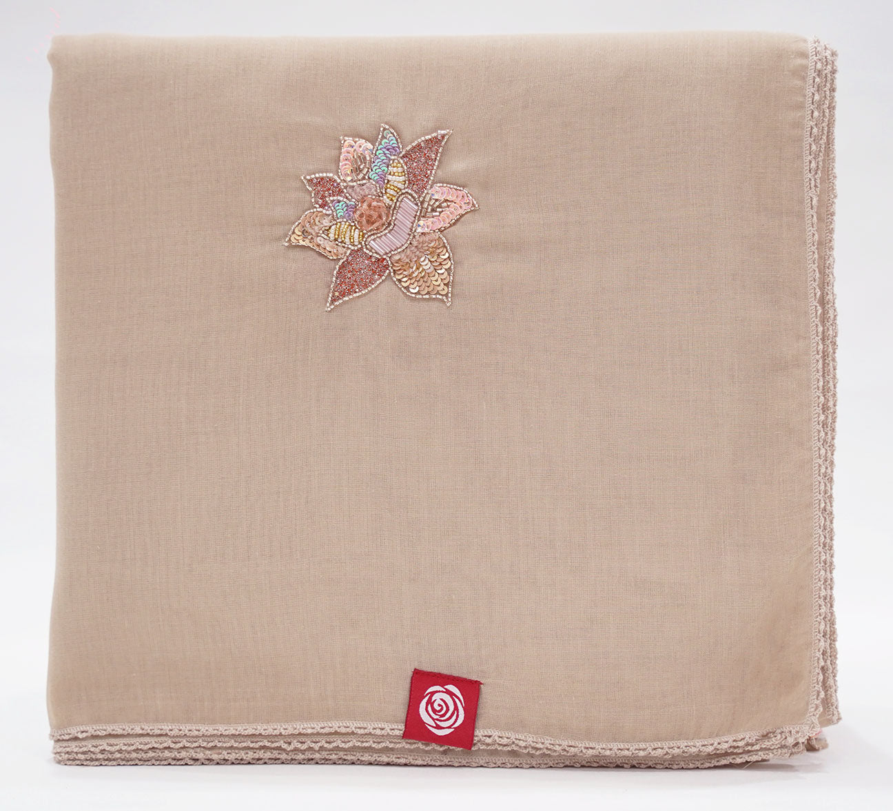 DK5-40 Scattered Beads Home Hijab — Nude