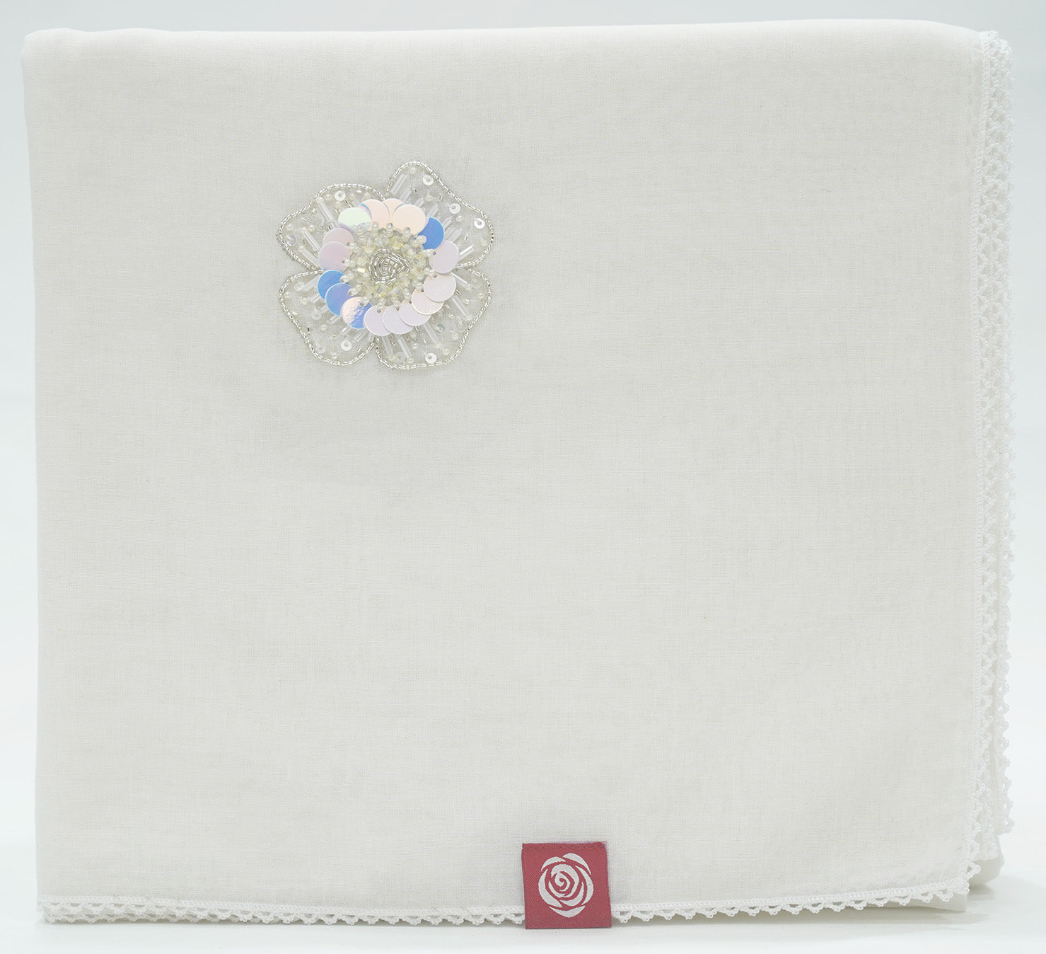 DK4-01 Scattered Beads Home Hijab — Off-White