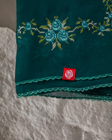RZ6-28 Jouri Rose Embroidered Home Hijab — Turquoise