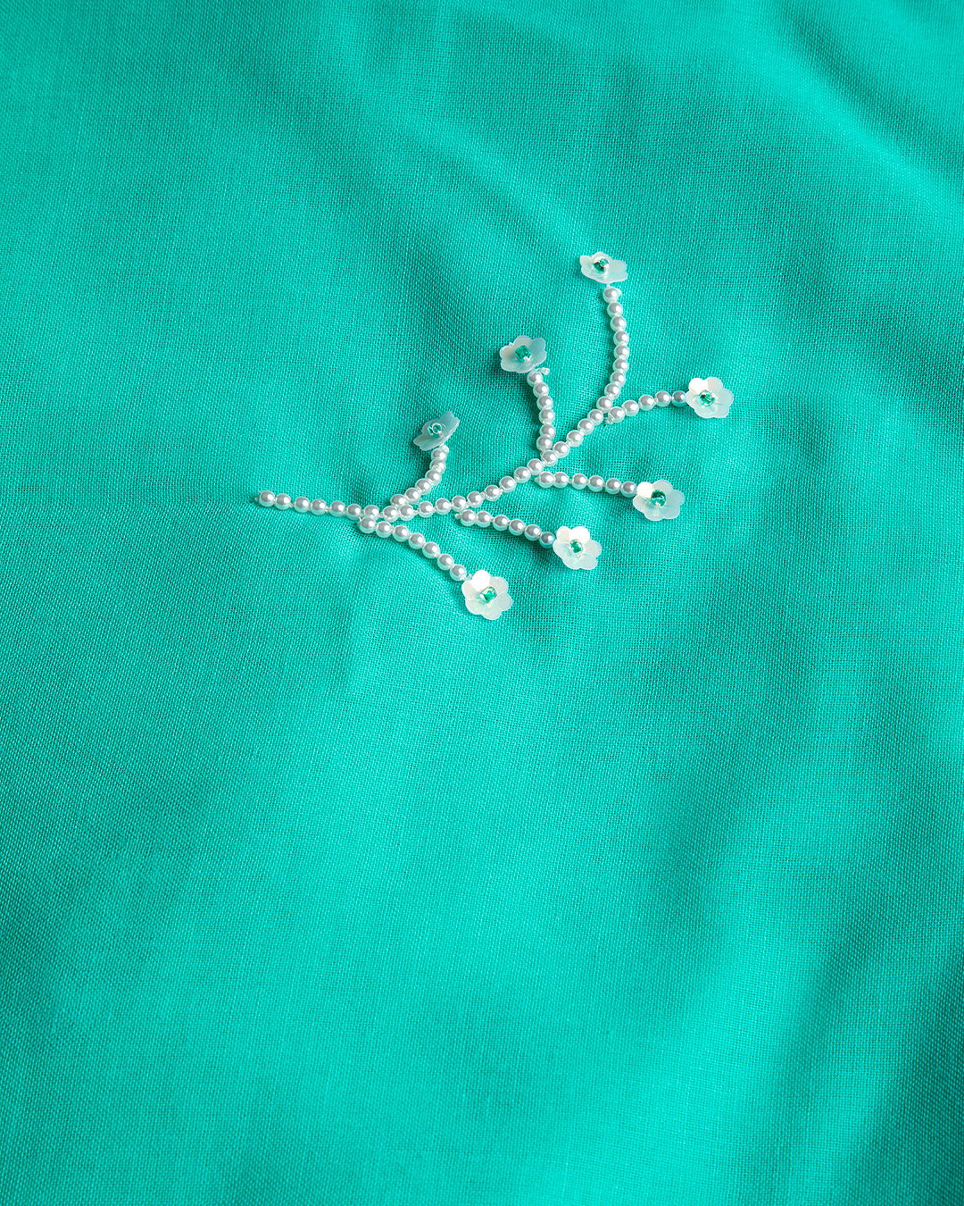 DK6-62 Scattered Beads Home Hijab — Turquoise