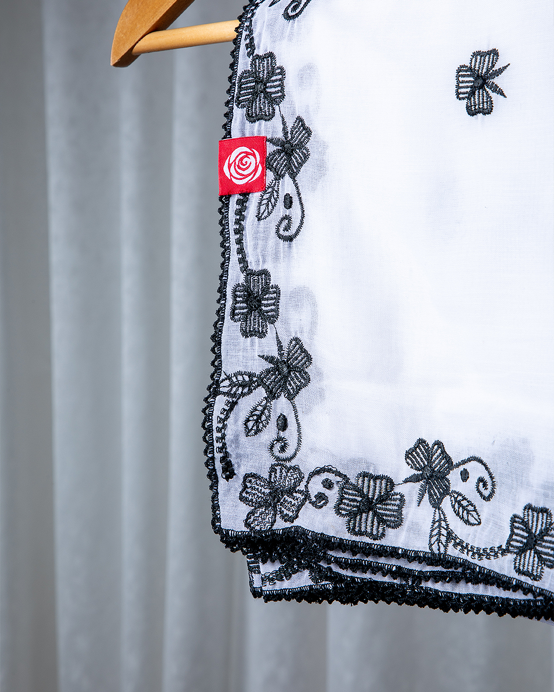 BD2-03 Border Embroidered Home Hijab — White