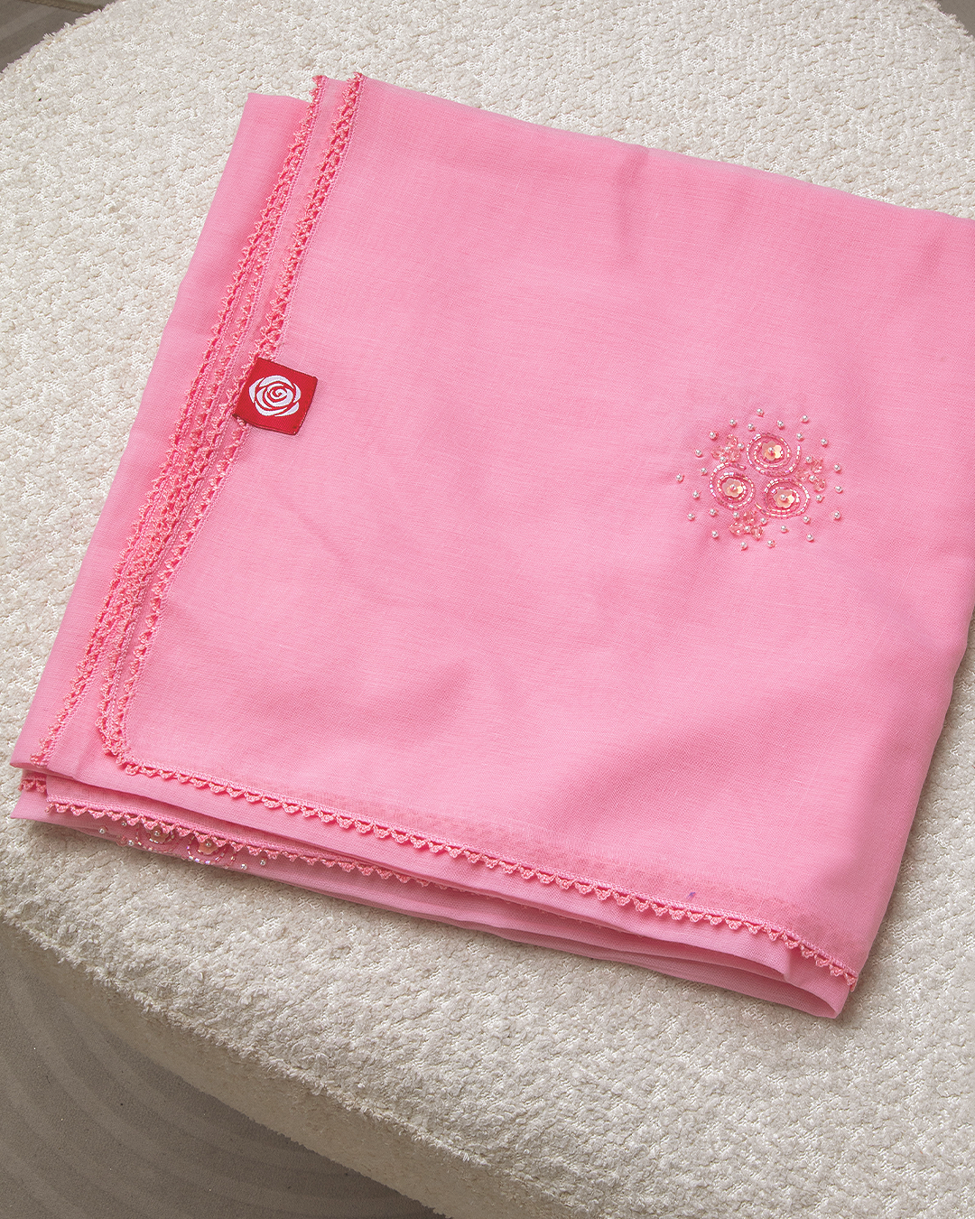 DK6-69 Scattered Beads Home Hijab — Pink