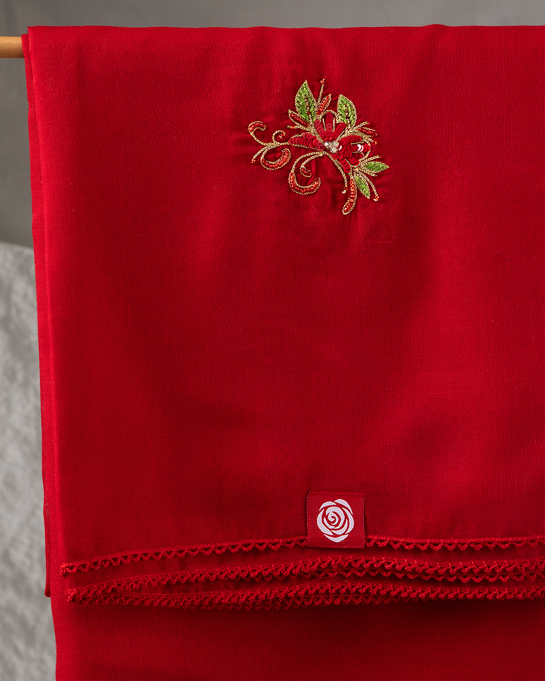 DK6-58 Scattered Beads Home Hijab — Red