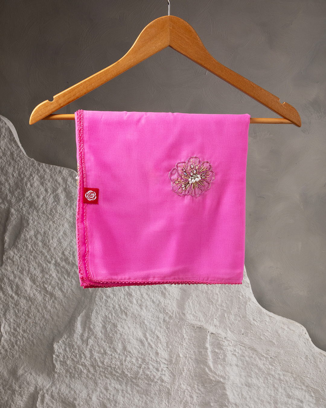 DK6-67 Scattered Beads Home Hijab — Pink