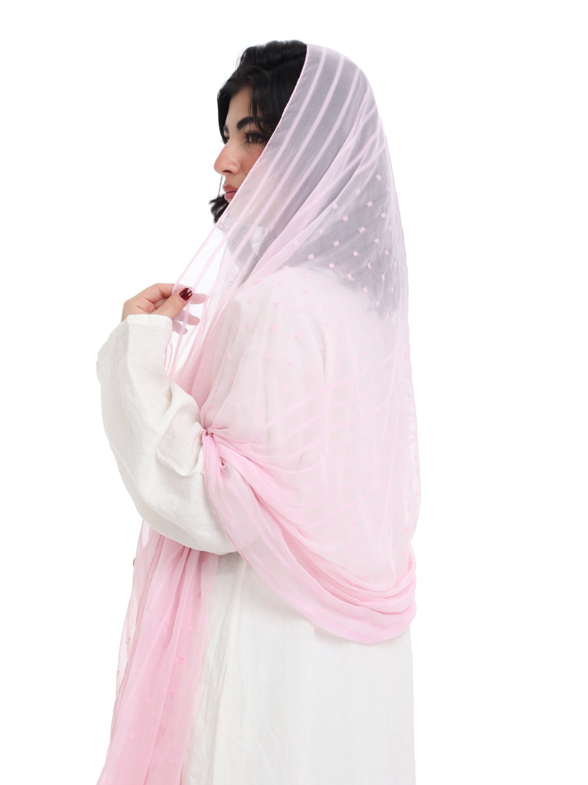 LN01_02 شيله مطرزة وردية عريضة