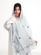 RZ7-45 Jouri Rose Embroidered Home Hijab — Gray