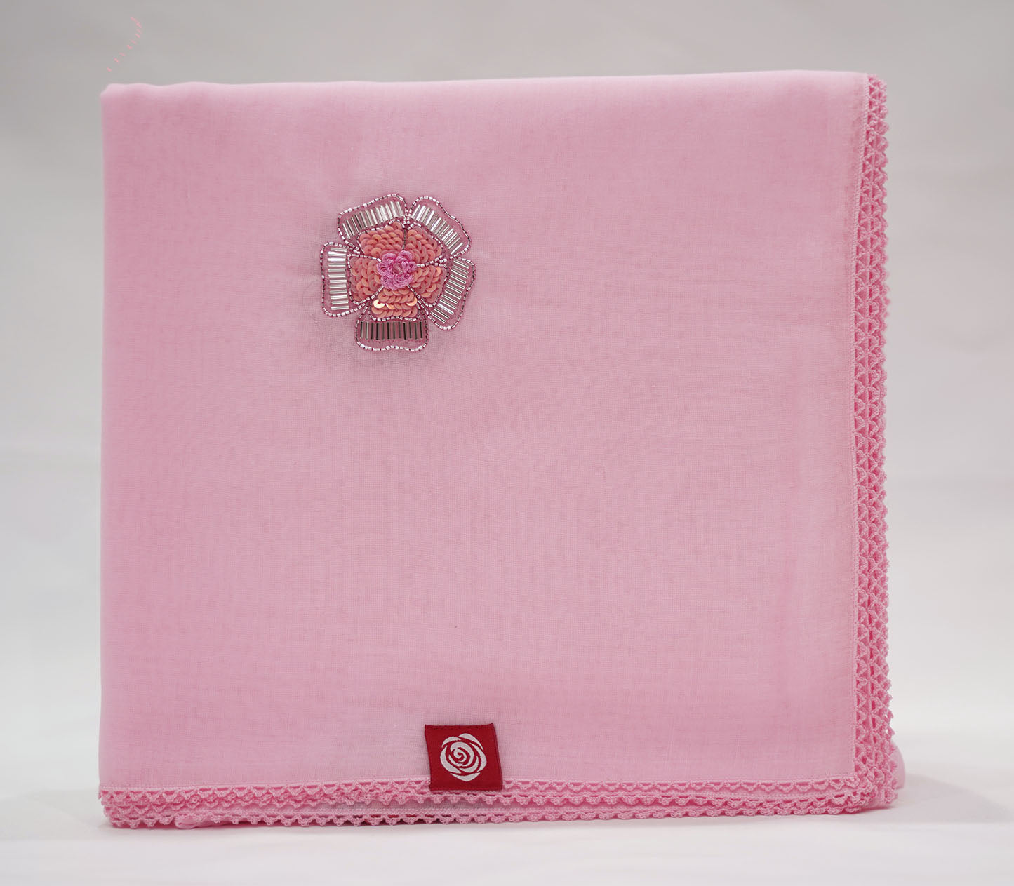 DK5-38 Scattered Beads Home Hijab — Light Pink