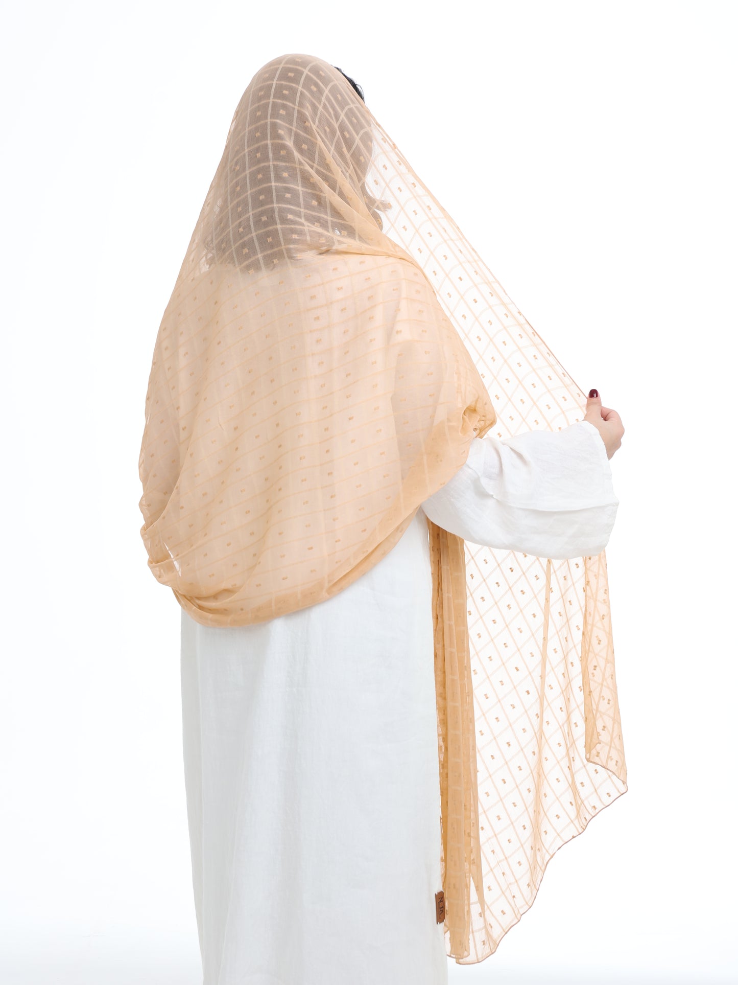 GR01_03 Border Embroidered Home Hijab — Beige