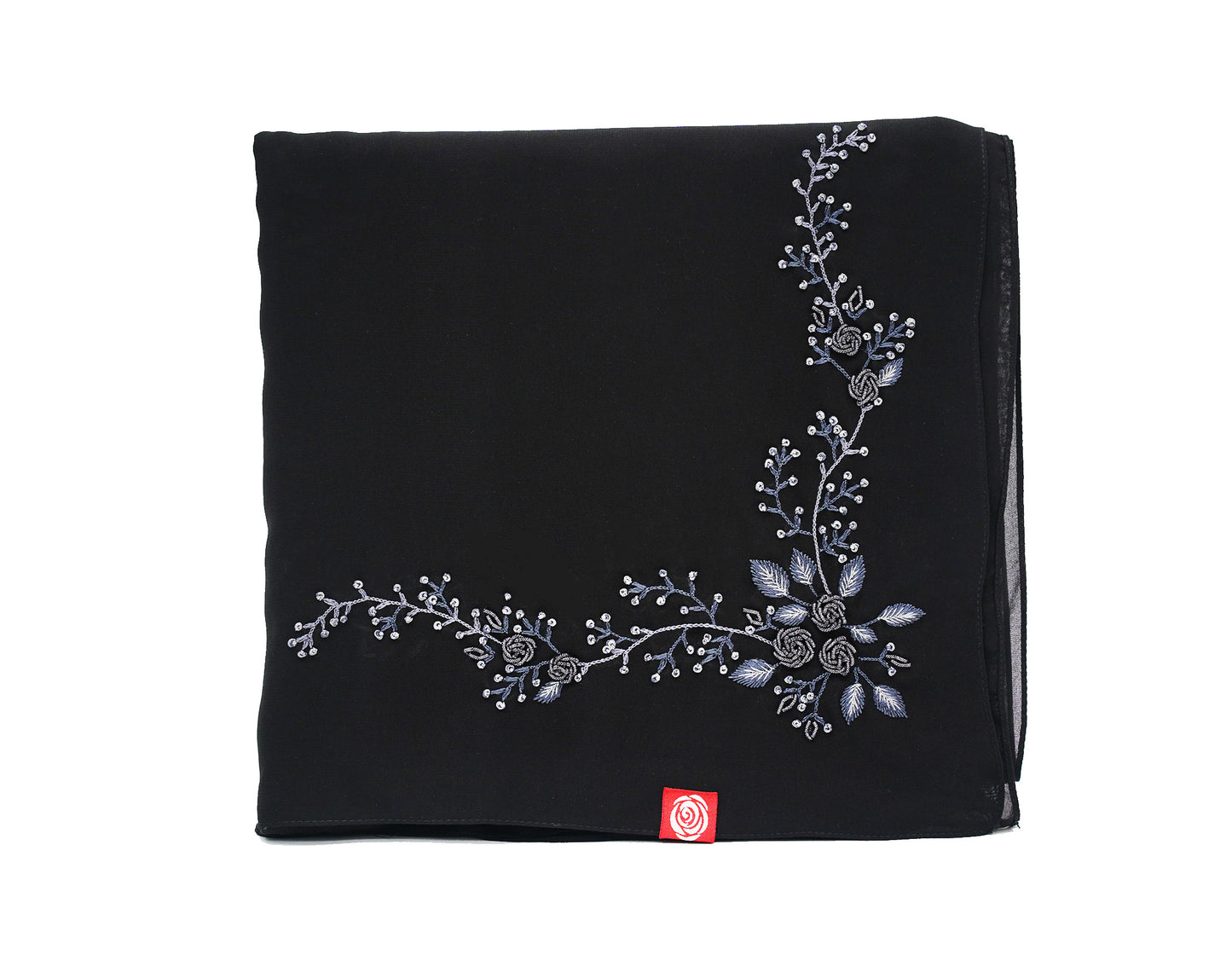 TC1-05  شيلة وصايف سودة بشغل رمادي عريضة