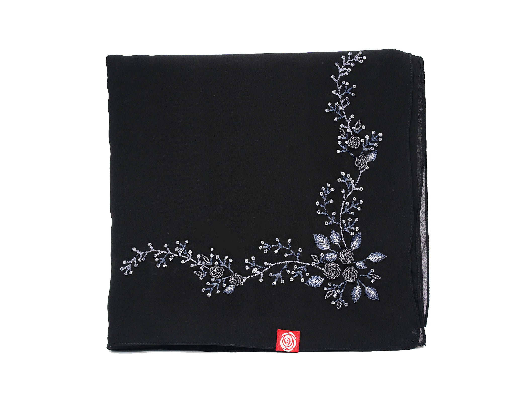 TC1-05  شيلة وصايف سودة بشغل رمادي عريضة