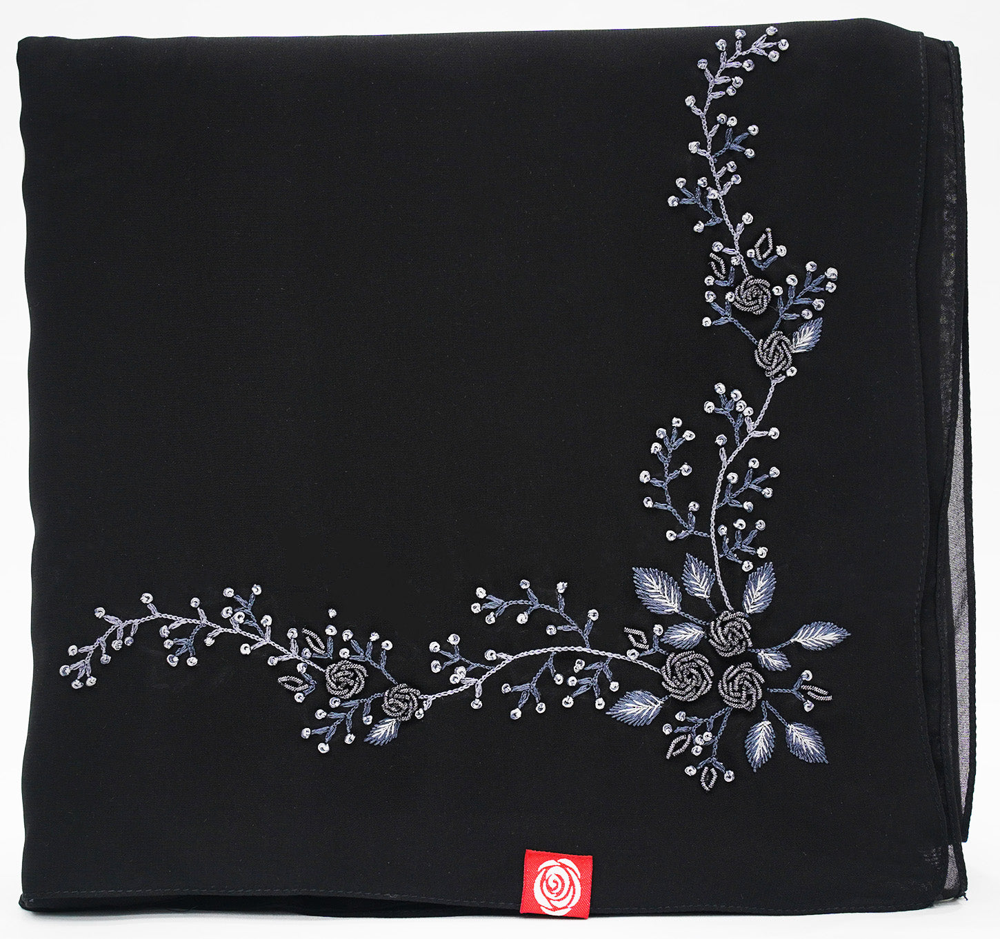 TC1-05  شيلة وصايف سودة بشغل رمادي عريضة