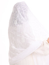TR1_04 Border Embroidered Home Hijab — White