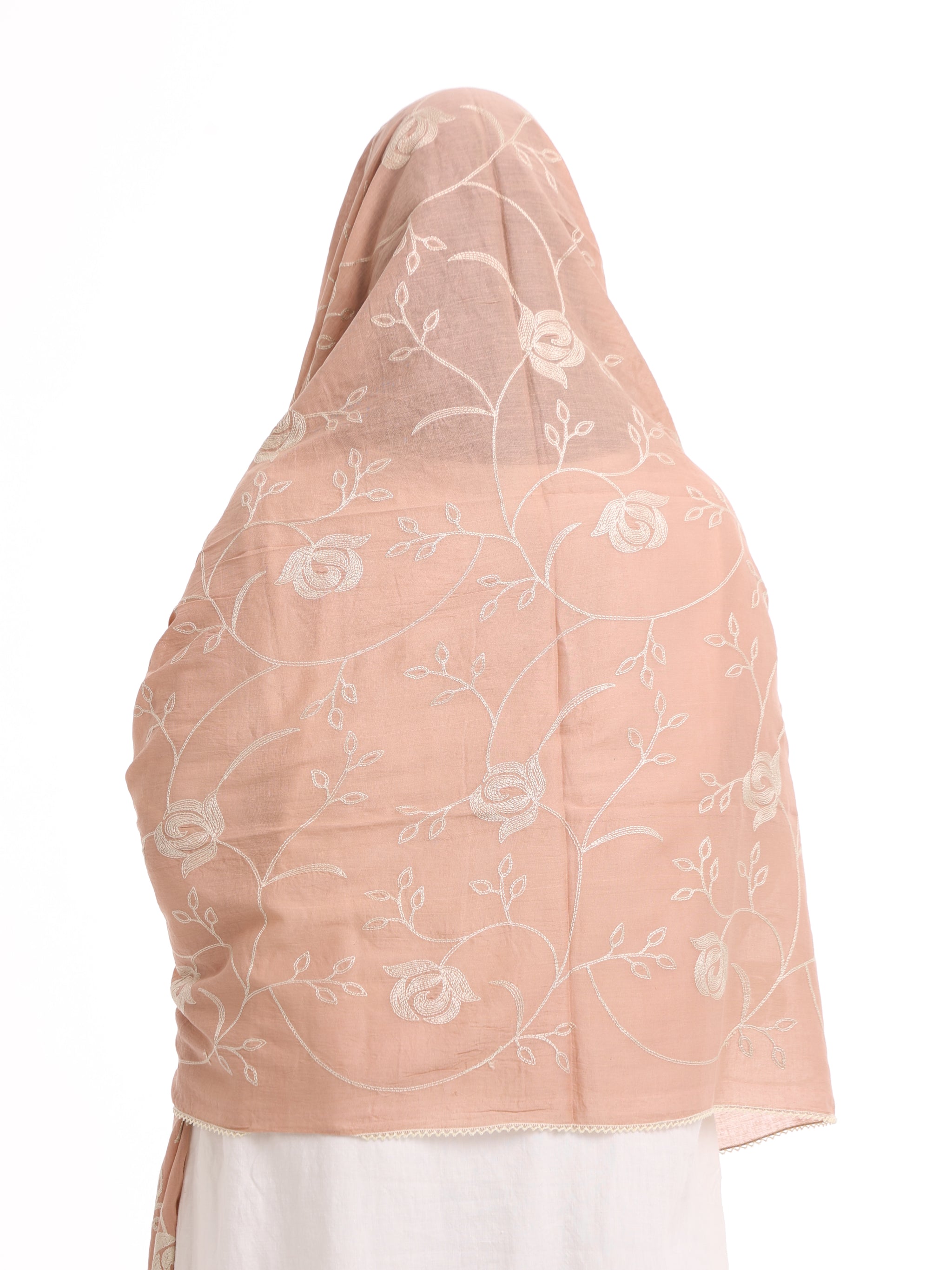 TR1_09 Border Embroidered Home Hijab — Watermelon Pink