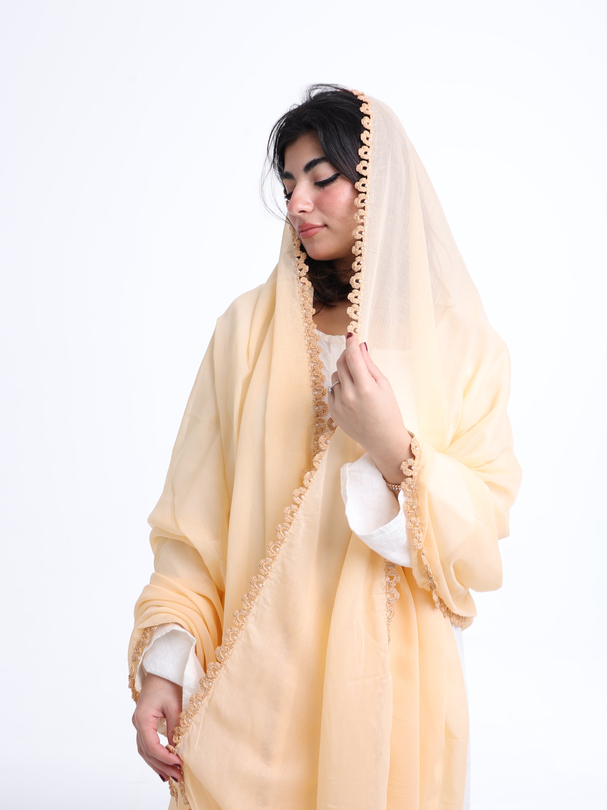 KS2-13 Handmade Crochet Home Hijab — Beige