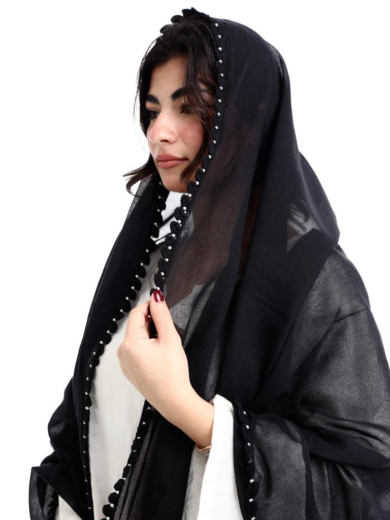 KS2-14 شيلة كروشيه يدوي سوداء