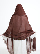 BD3-12 Border Embroidered Home Hijab — Brown