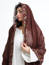 BD3-12 Border Embroidered Home Hijab — Brown