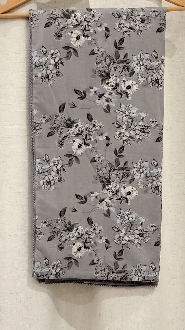 SL-284 | Grey botanical floral print | Original fabric photograph