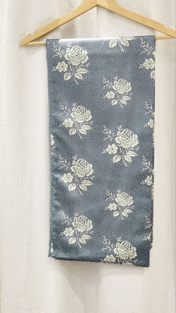 SL-281 | Slate Blue rose-and-dot print | Original fabric photograph