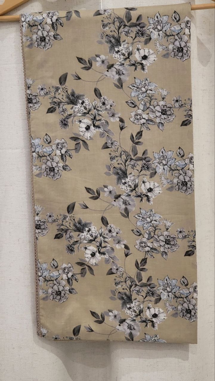 SL-287 | Taupe Beige botanical floral print | Original fabric photograph