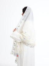 BD3-06 Border Embroidered Home Hijab — White