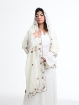 BD3-05  شيله مطرزة اوف وايت عريضة