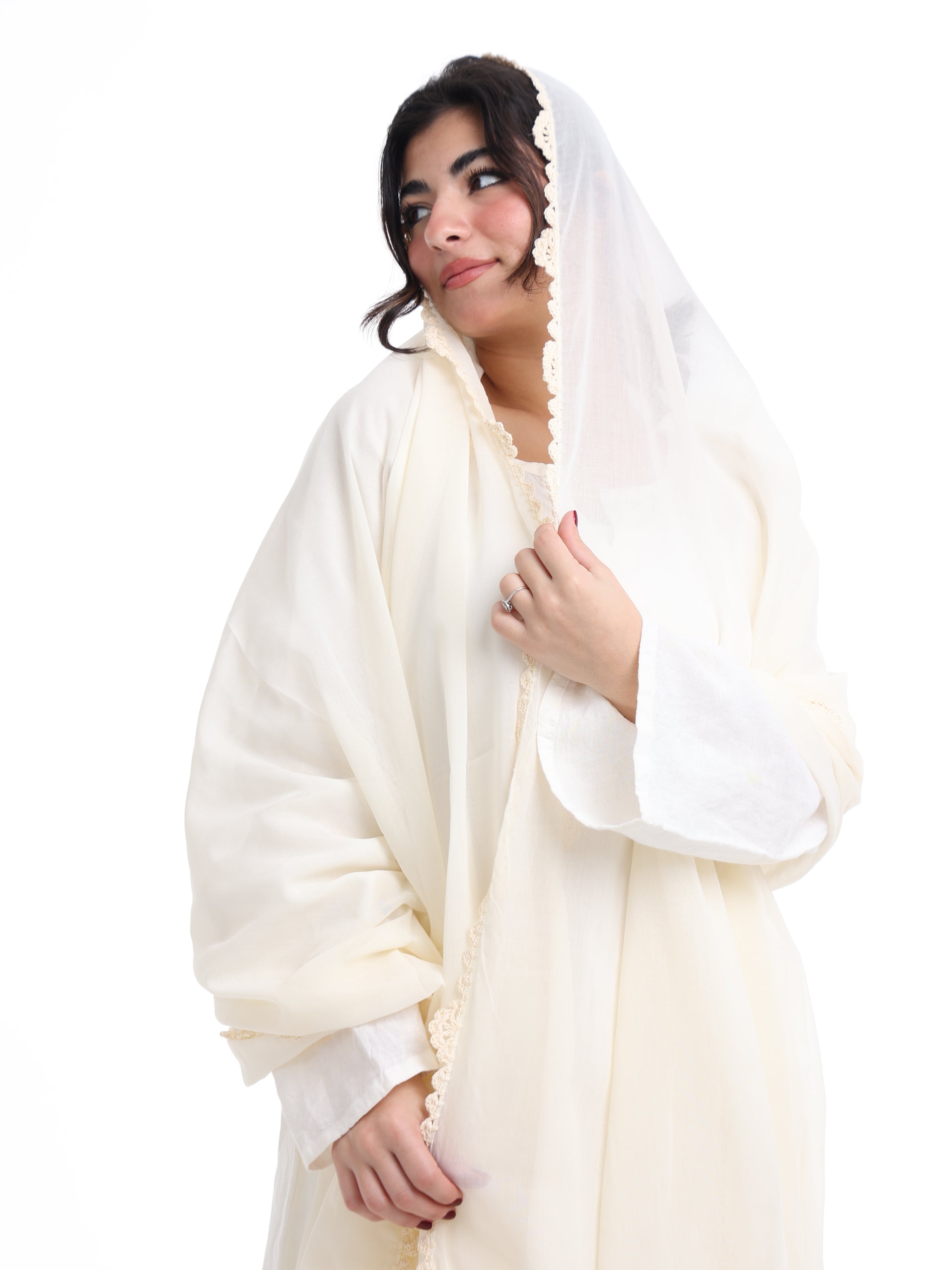 KS2-11 Handmade Crochet Home Hijab — Off-White
