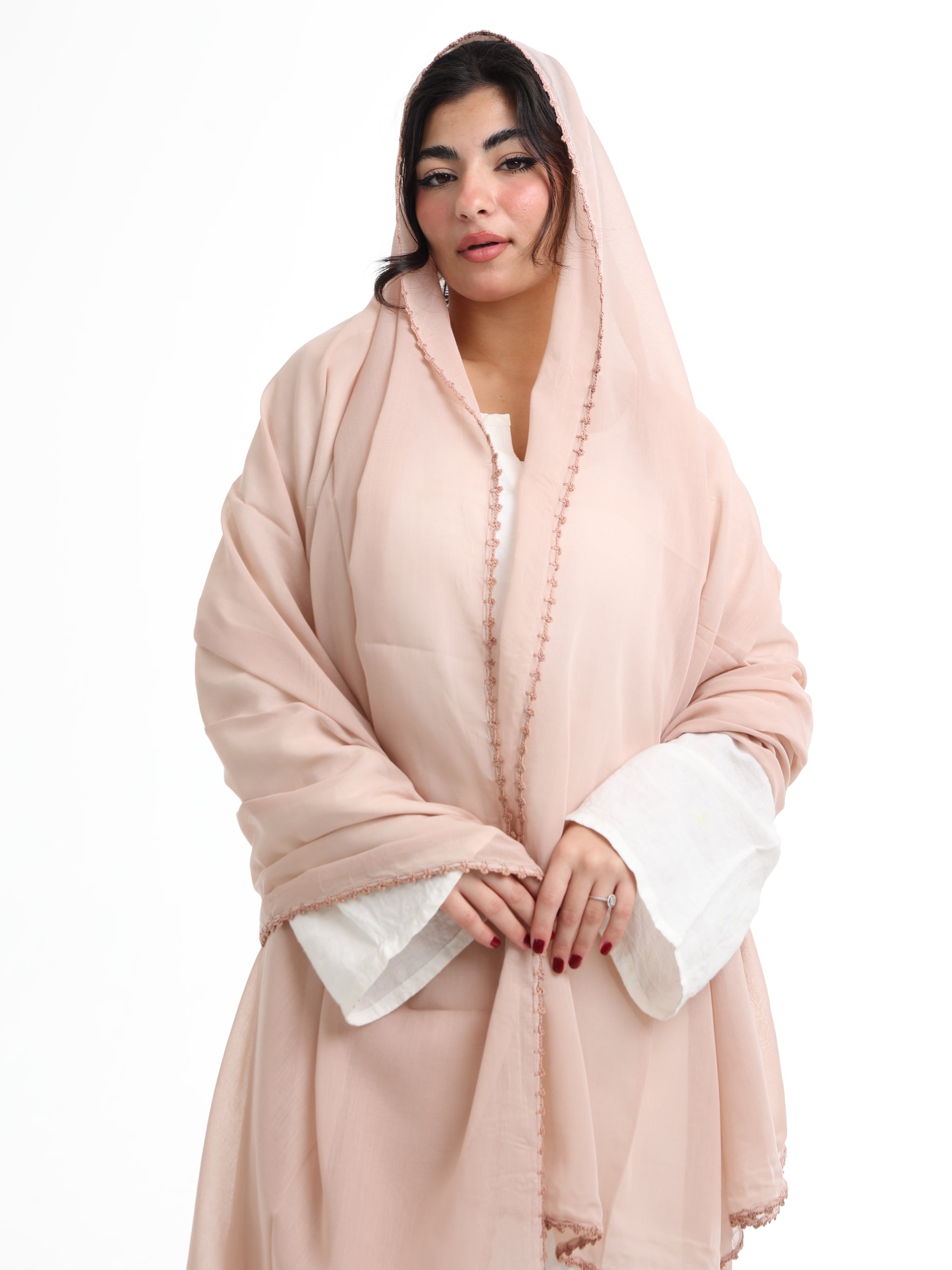 KS2-12 Handmade Crochet Home Hijab — Light Pink