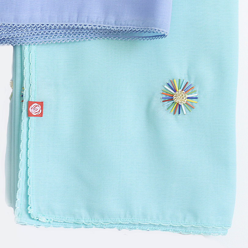 DK5-32 Scattered Beads Home Hijab — Blue