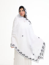 BD2-03 Border Embroidered Home Hijab — White