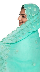 NC1-04  شيلة مطرزة تركوازية - Shailah.ae شيلة