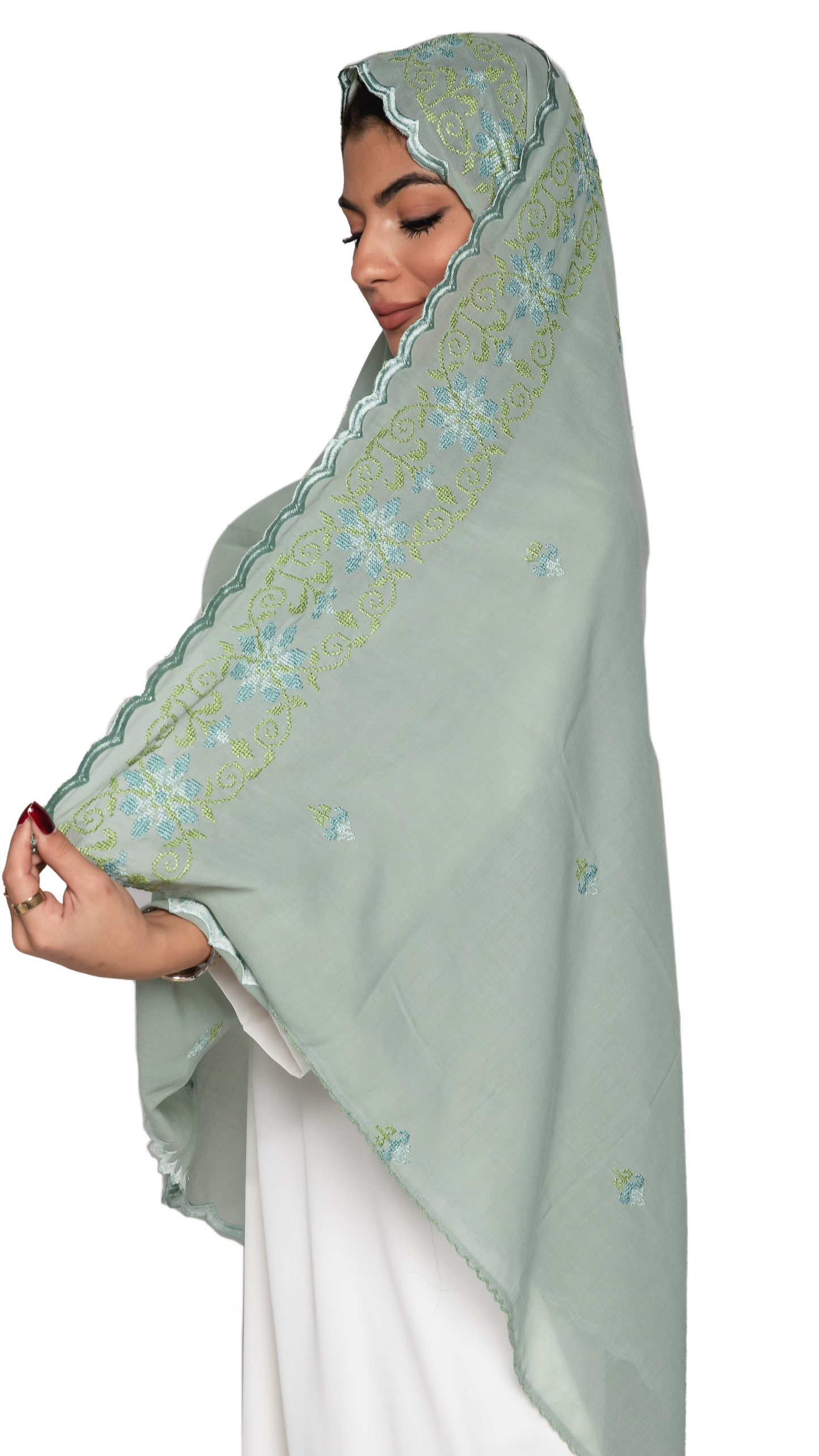 NC1-10 شيلة مطرزة مرمية - Shailah.ae شيلة