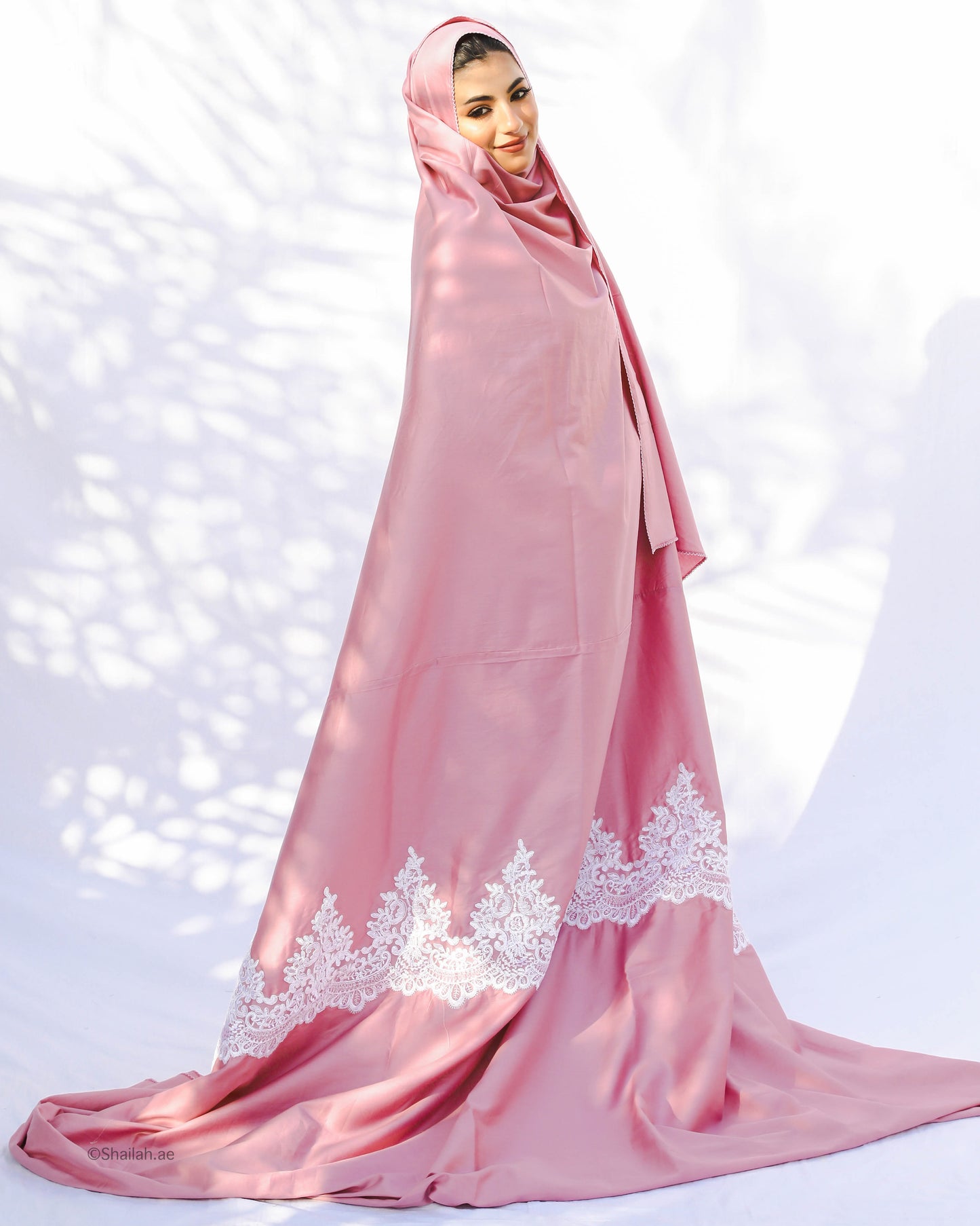 SL1-302 شيلة صلاة قطن بشغل دانتيل