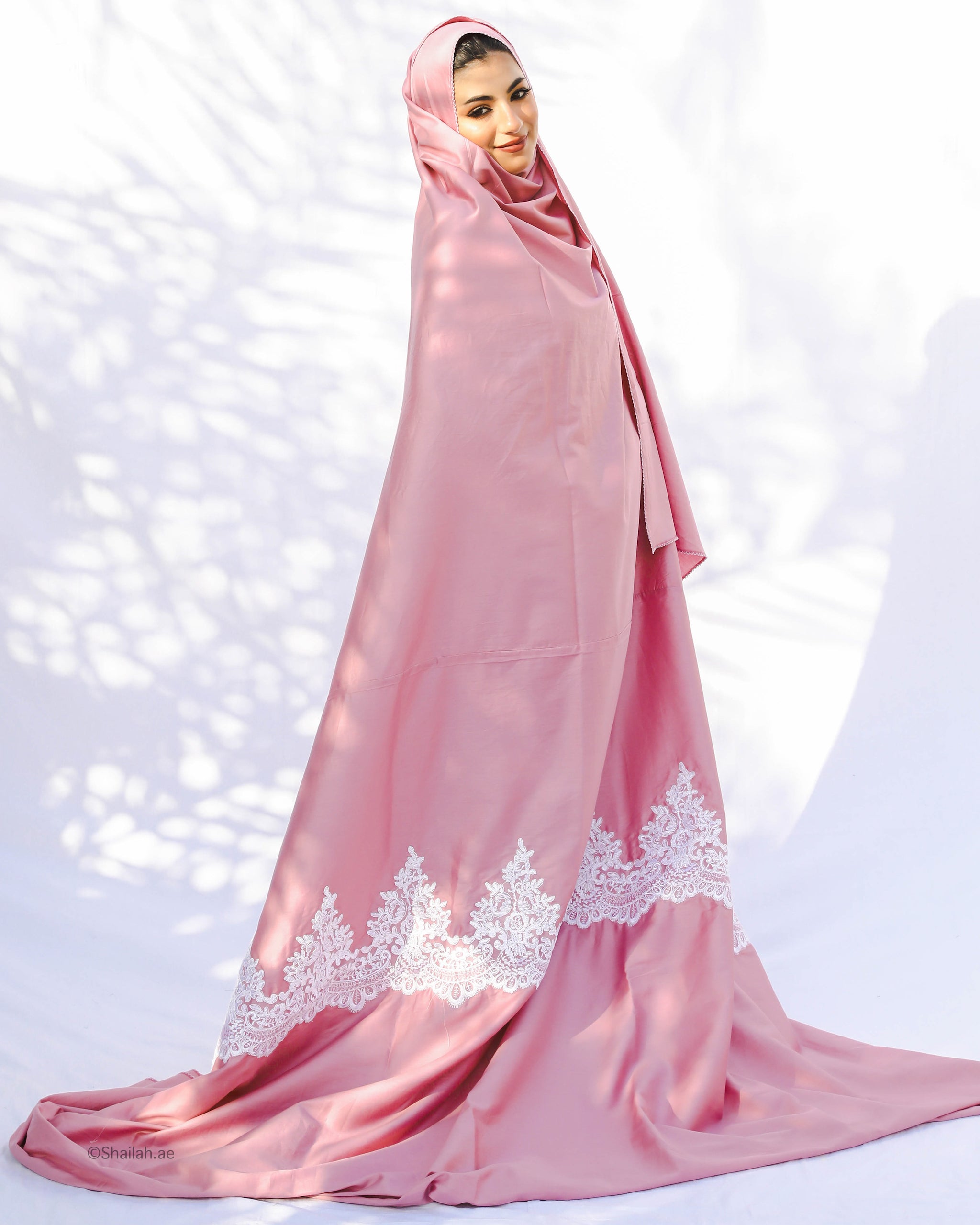 SL1-302 شيلة صلاة قطن بشغل دانتيل