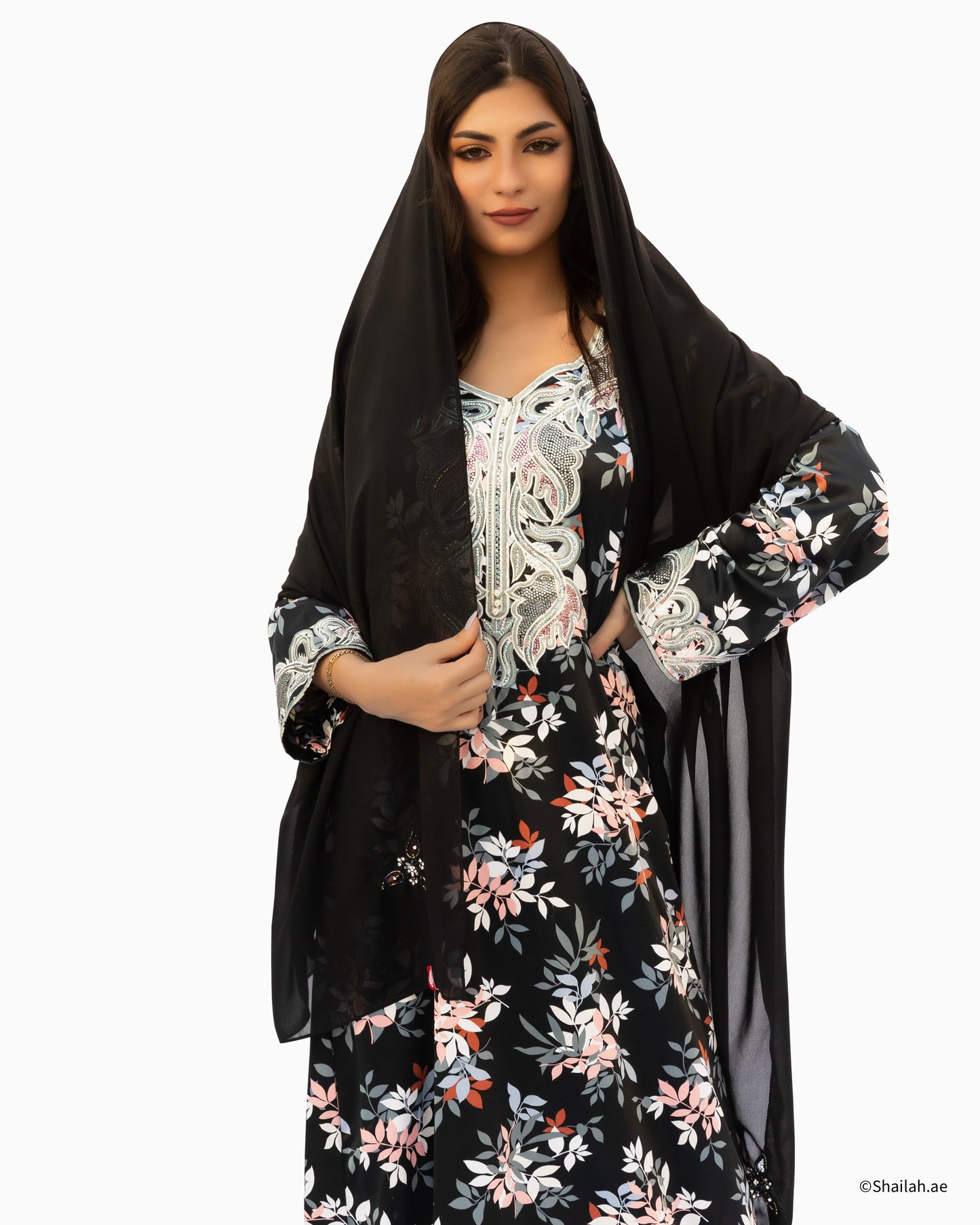 ML-04-S Najmat Suhail Scattered Home Hijab — Black