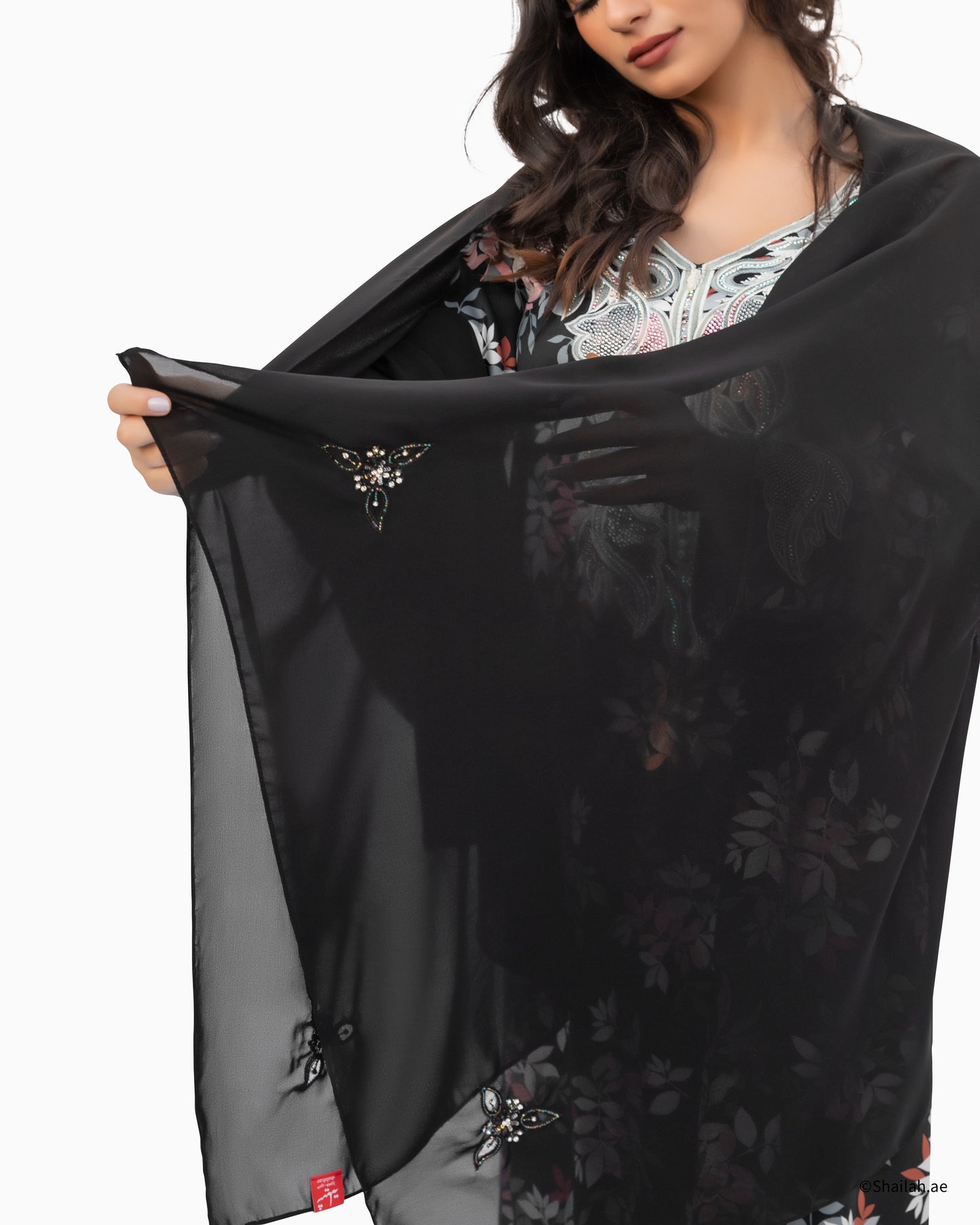 ML-04-S Najmat Suhail Scattered Home Hijab — Black