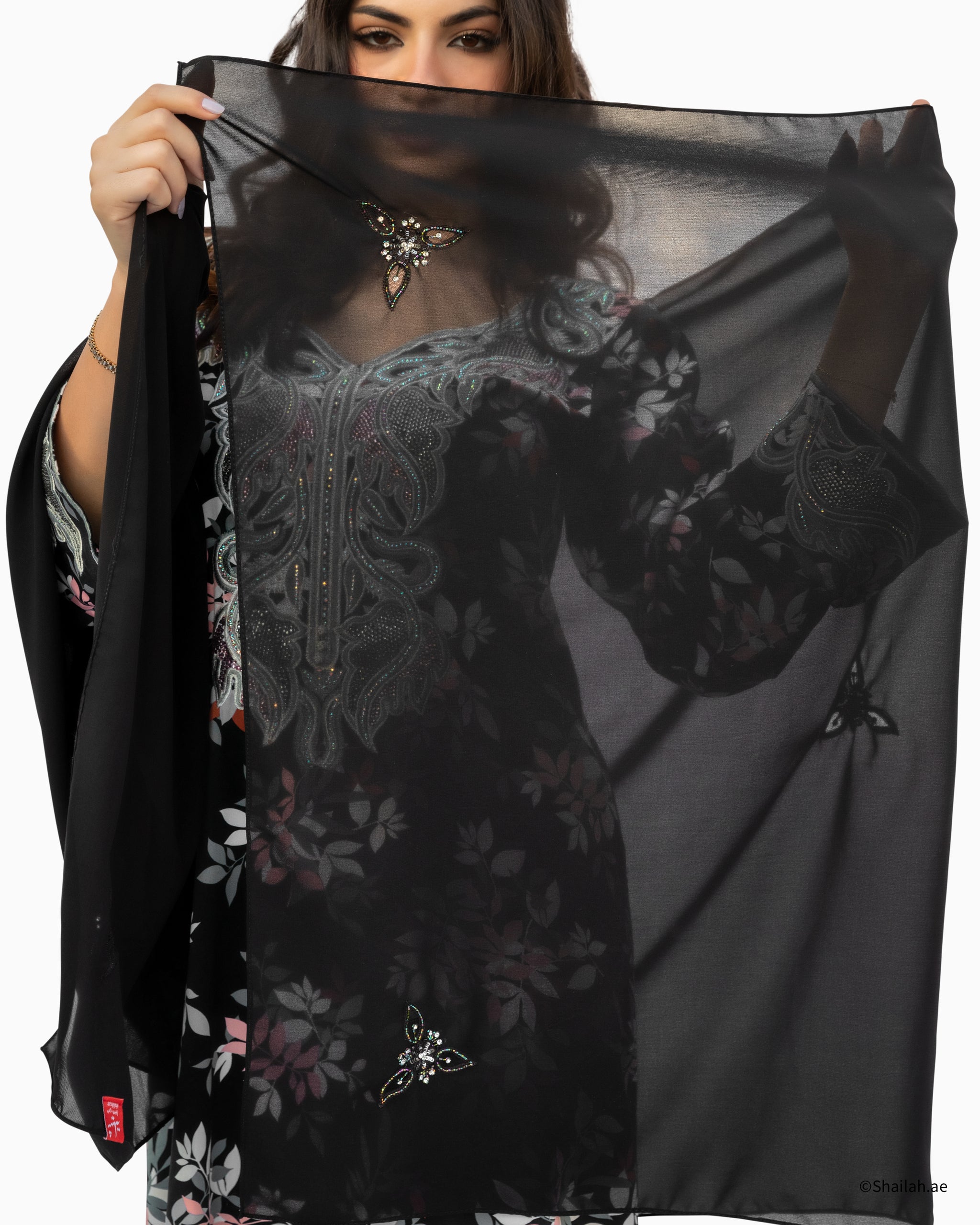 ML-04-S Najmat Suhail Scattered Home Hijab — Black
