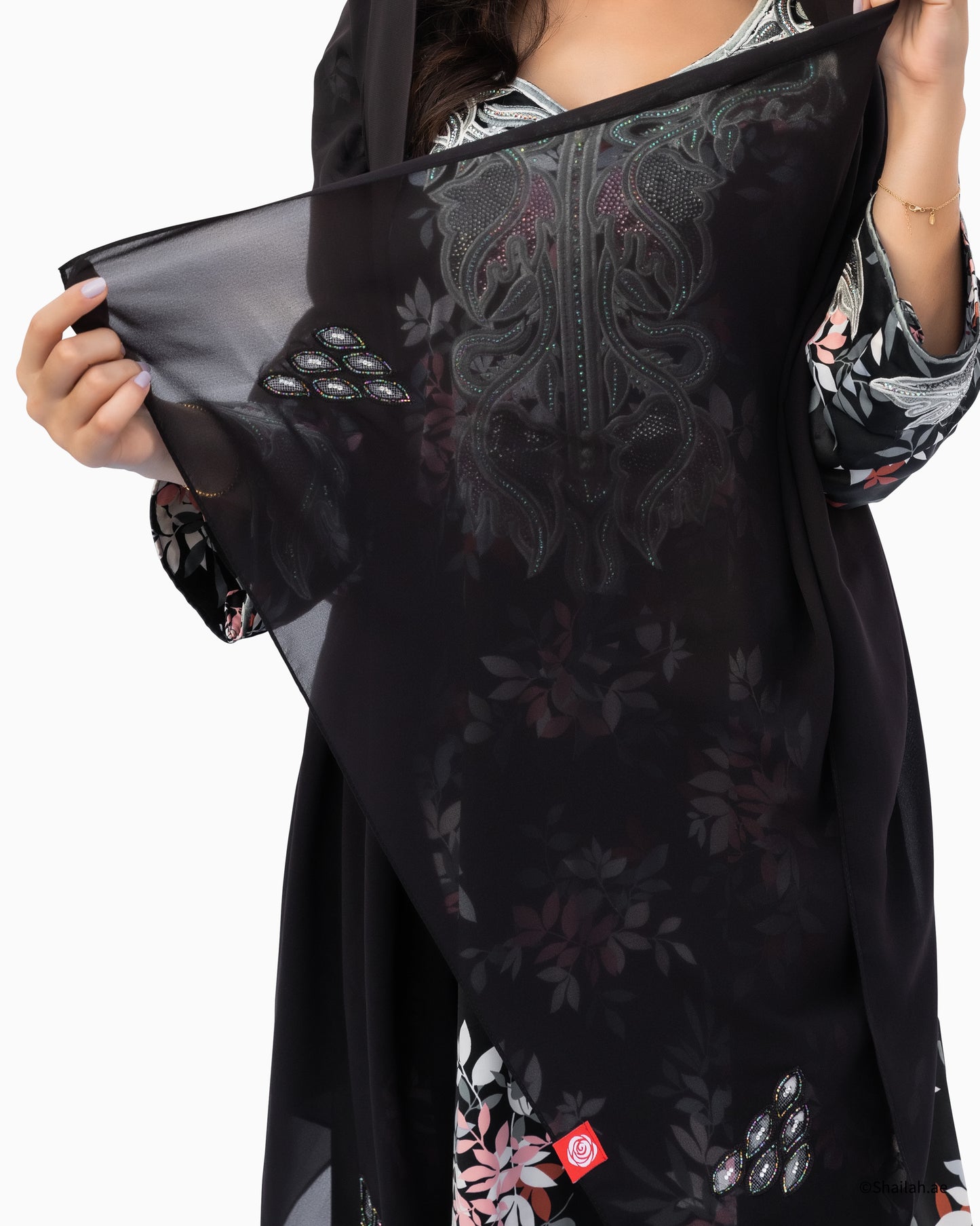 MS-03 Thuraya Scattered Beads Home Hijab — Black