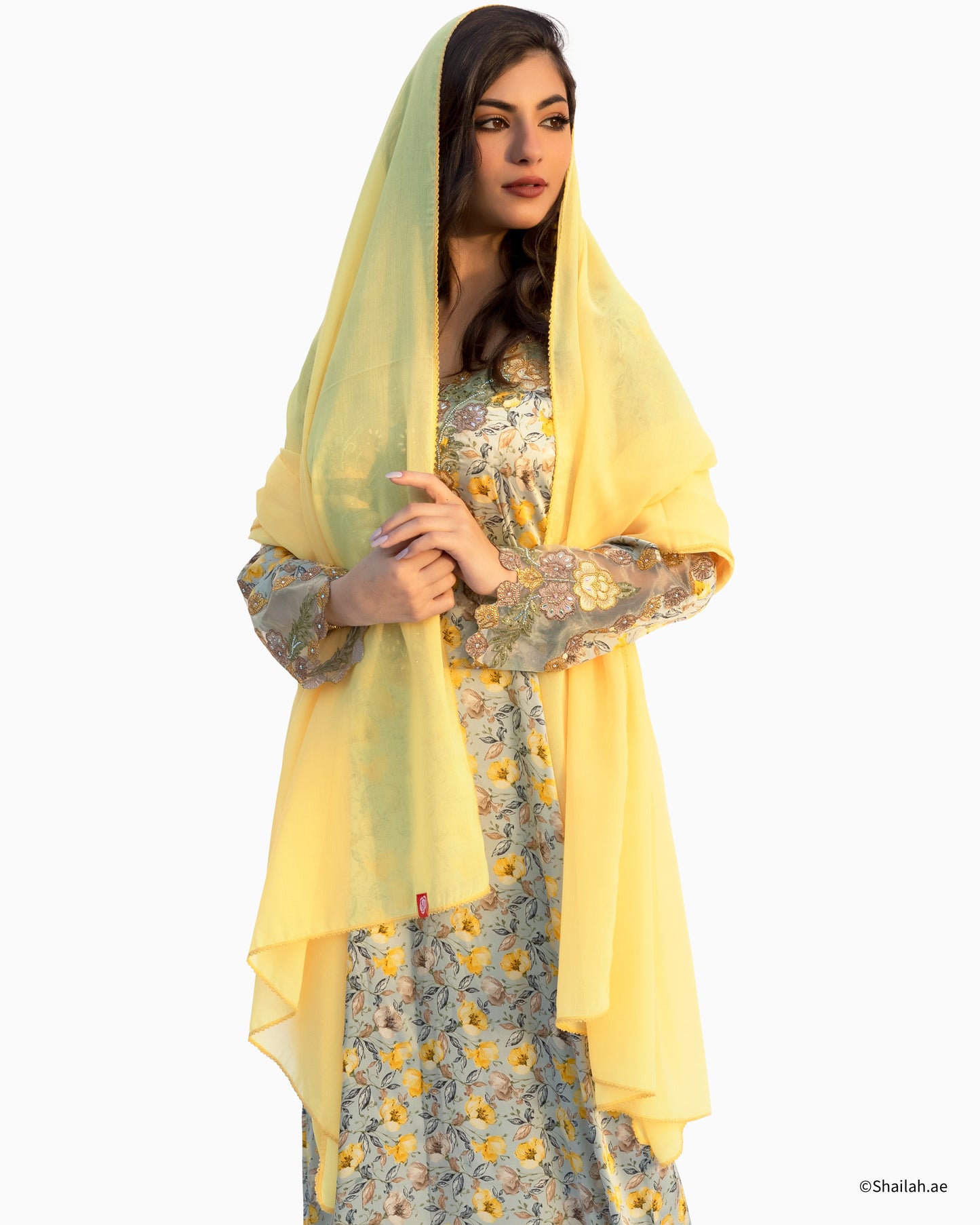 SD5-134 Plain Voile Home Hijab — Yellow