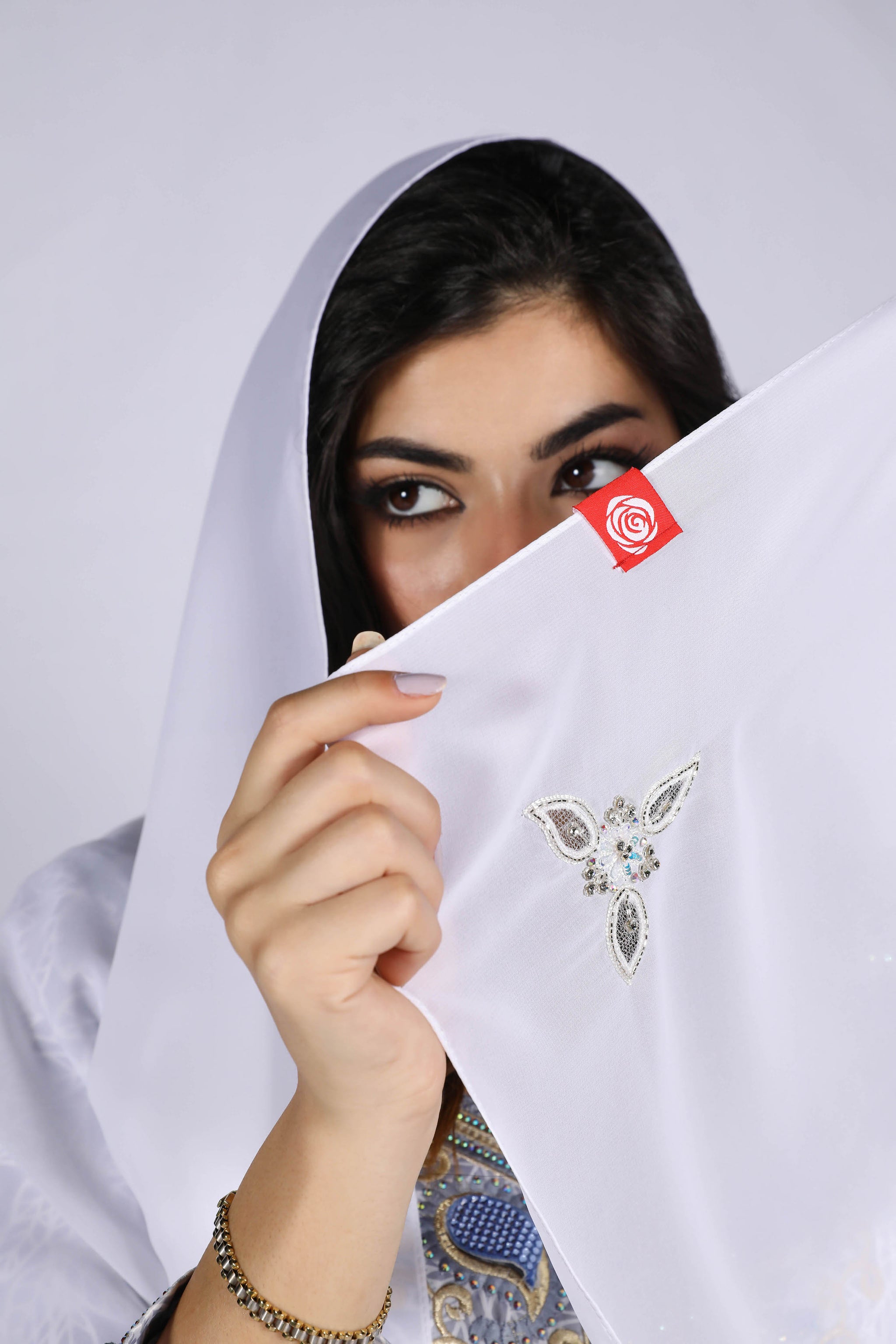 ML-01 Najmat Suhail Scattered Home Hijab — White