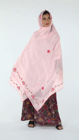 RZ1-392 شيلة جوري روز وردية بأطراف غامجة - Shailah.ae شيلة