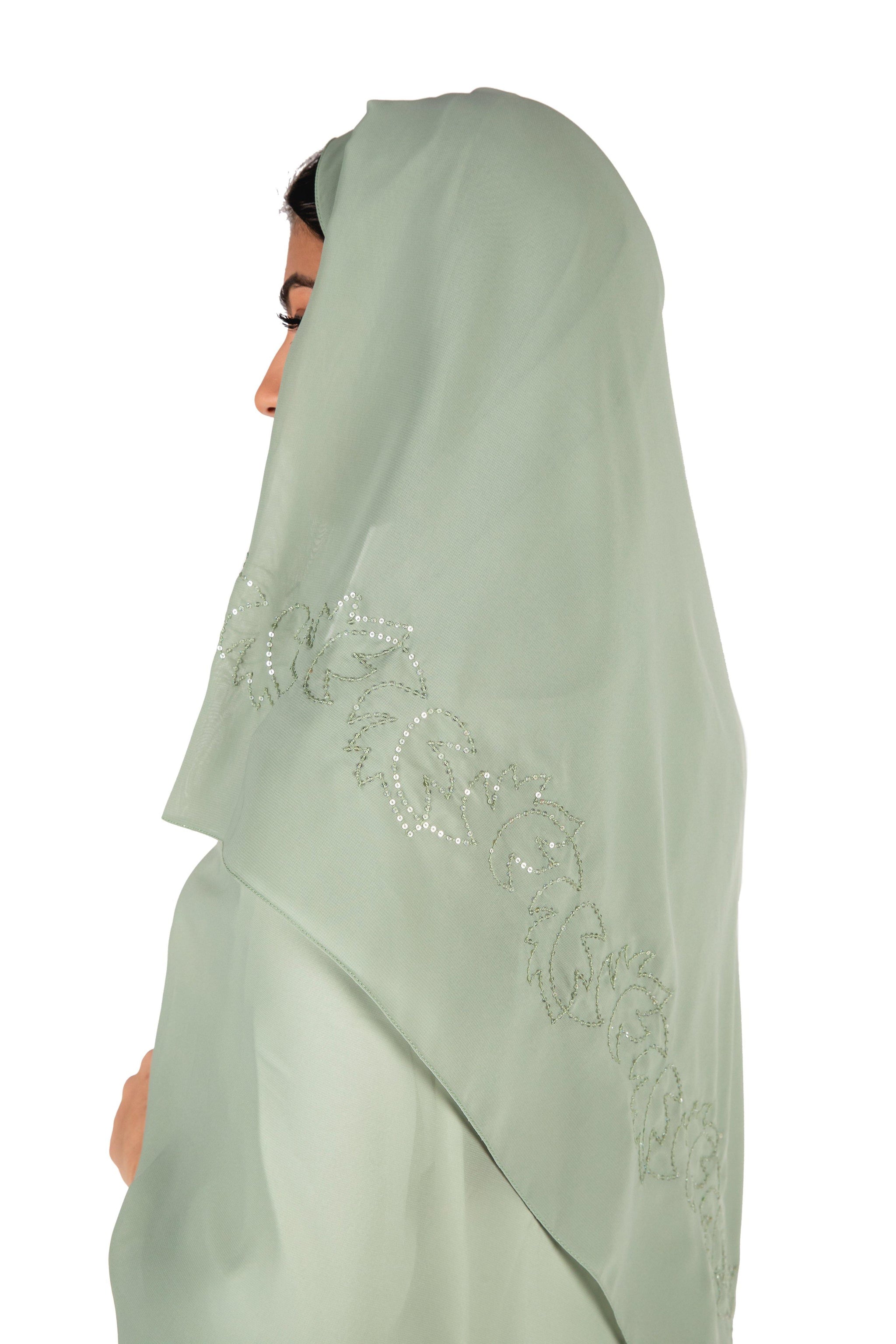 FK1-04 شيلة مضاوي أخضر باهت - Shailah.ae شيلة