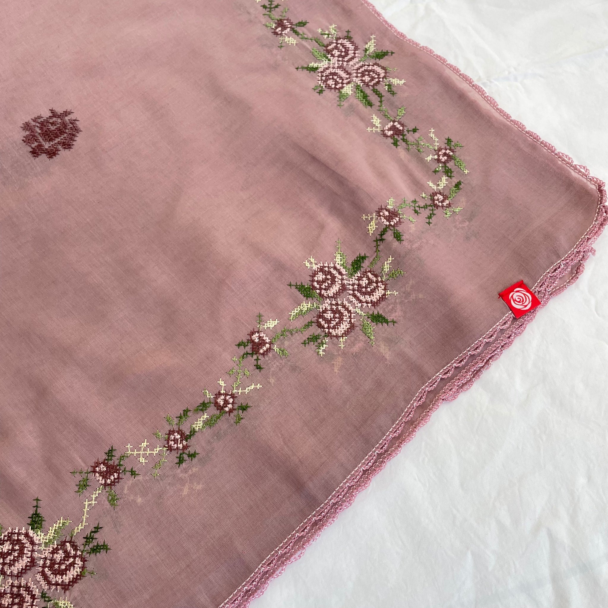 RZ5-08 Jouri Rose Embroidered Home Hijab — Light Mauve