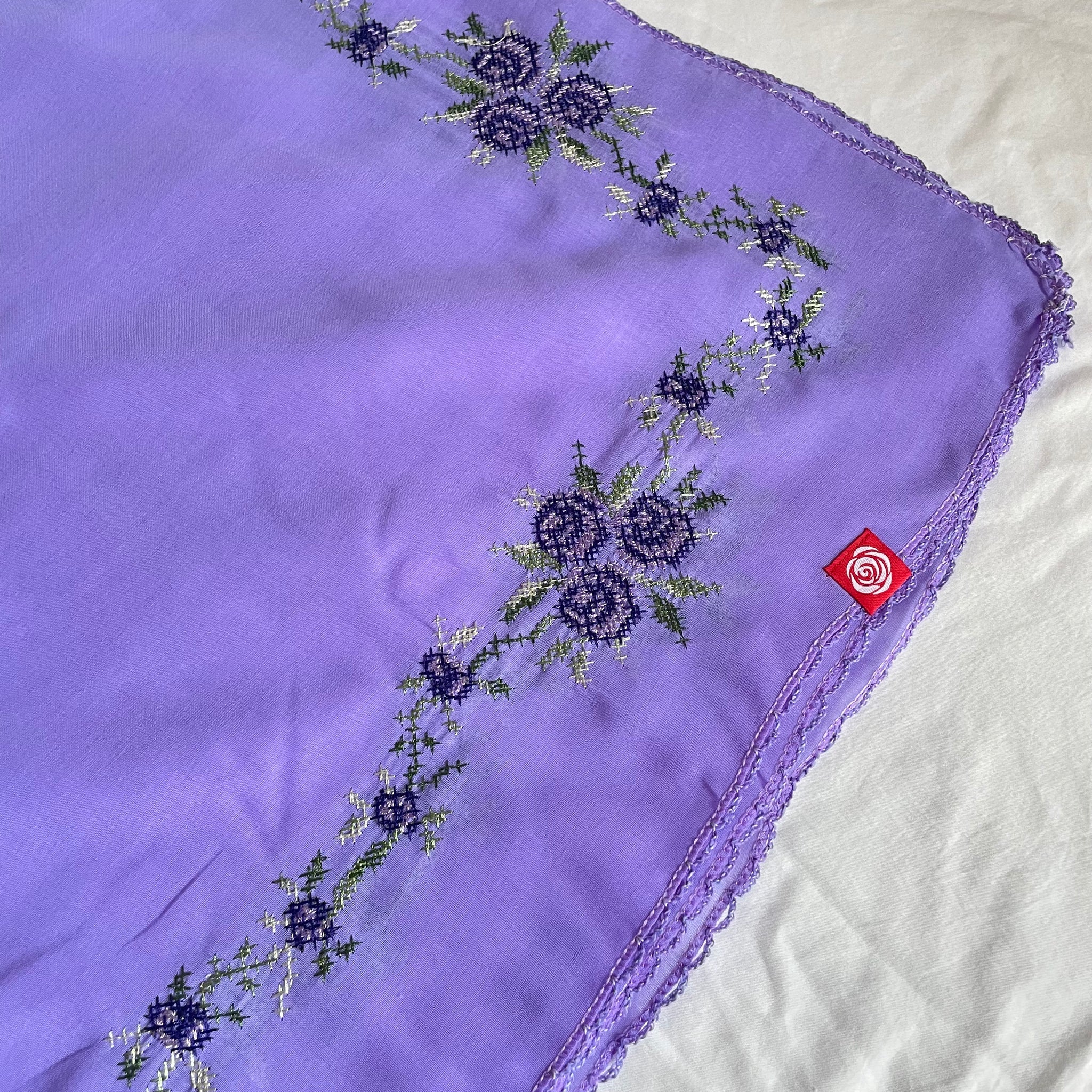 RZ5-15 Jouri Rose Embroidered Home Hijab — Purple