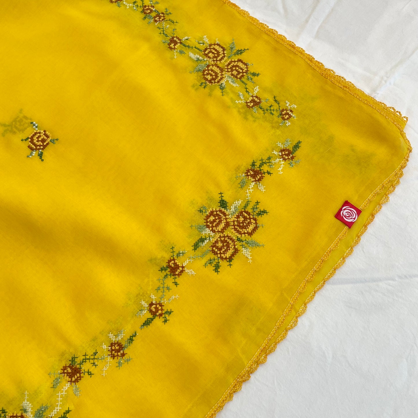 RZ5-10 Jouri Rose Embroidered Home Hijab — Yellow