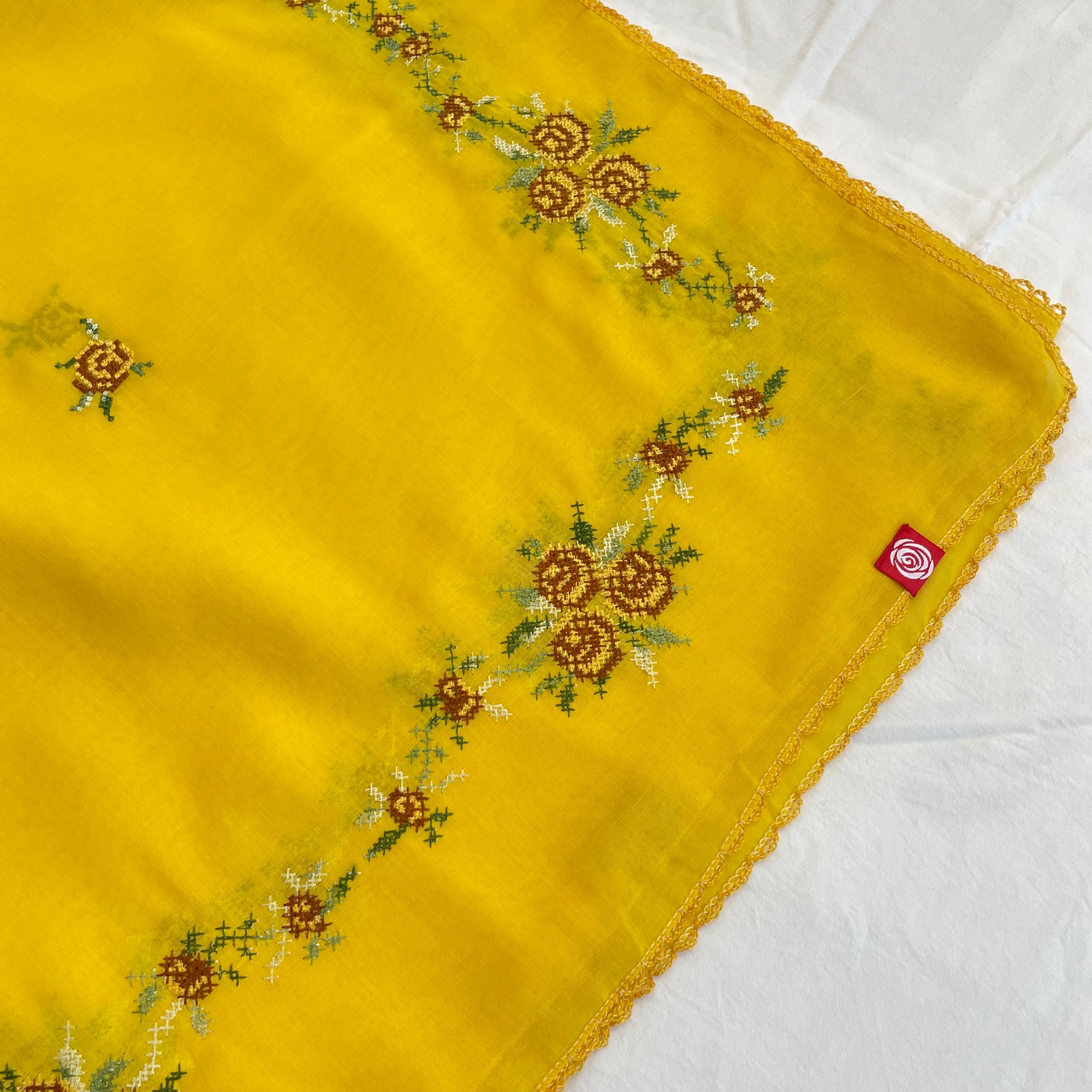 RZ5-10 Jouri Rose Embroidered Home Hijab — Yellow