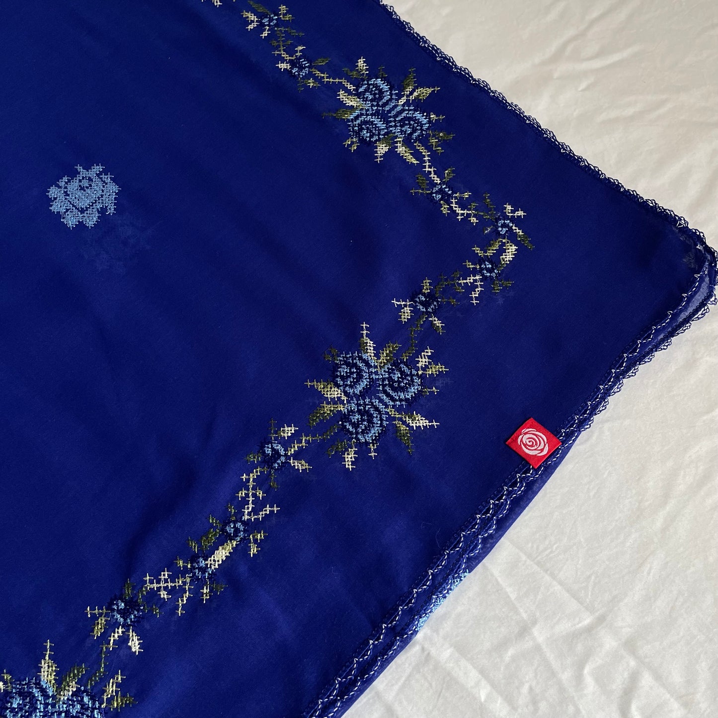 RZ5-16 Jouri Rose Embroidered Home Hijab — Indigo