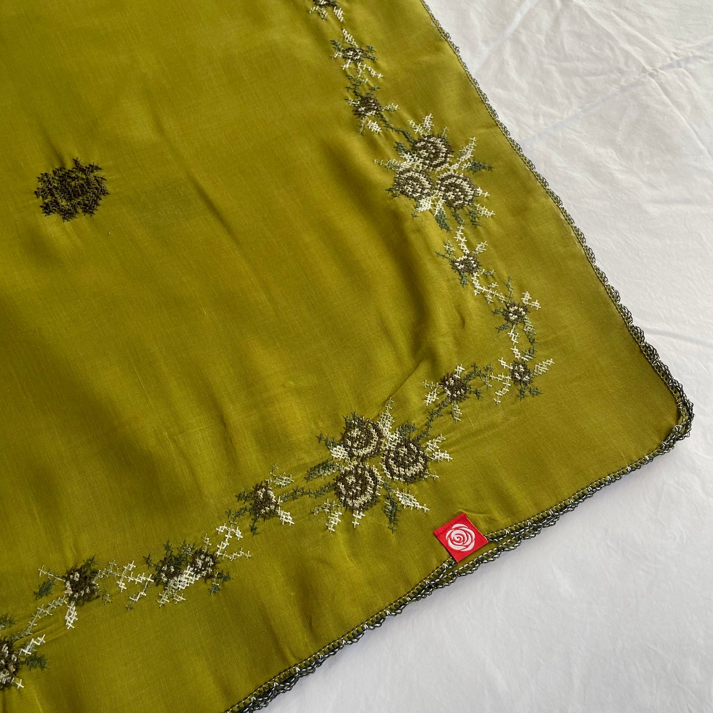 RZ5-19 Jouri Rose Embroidered Home Hijab — Green