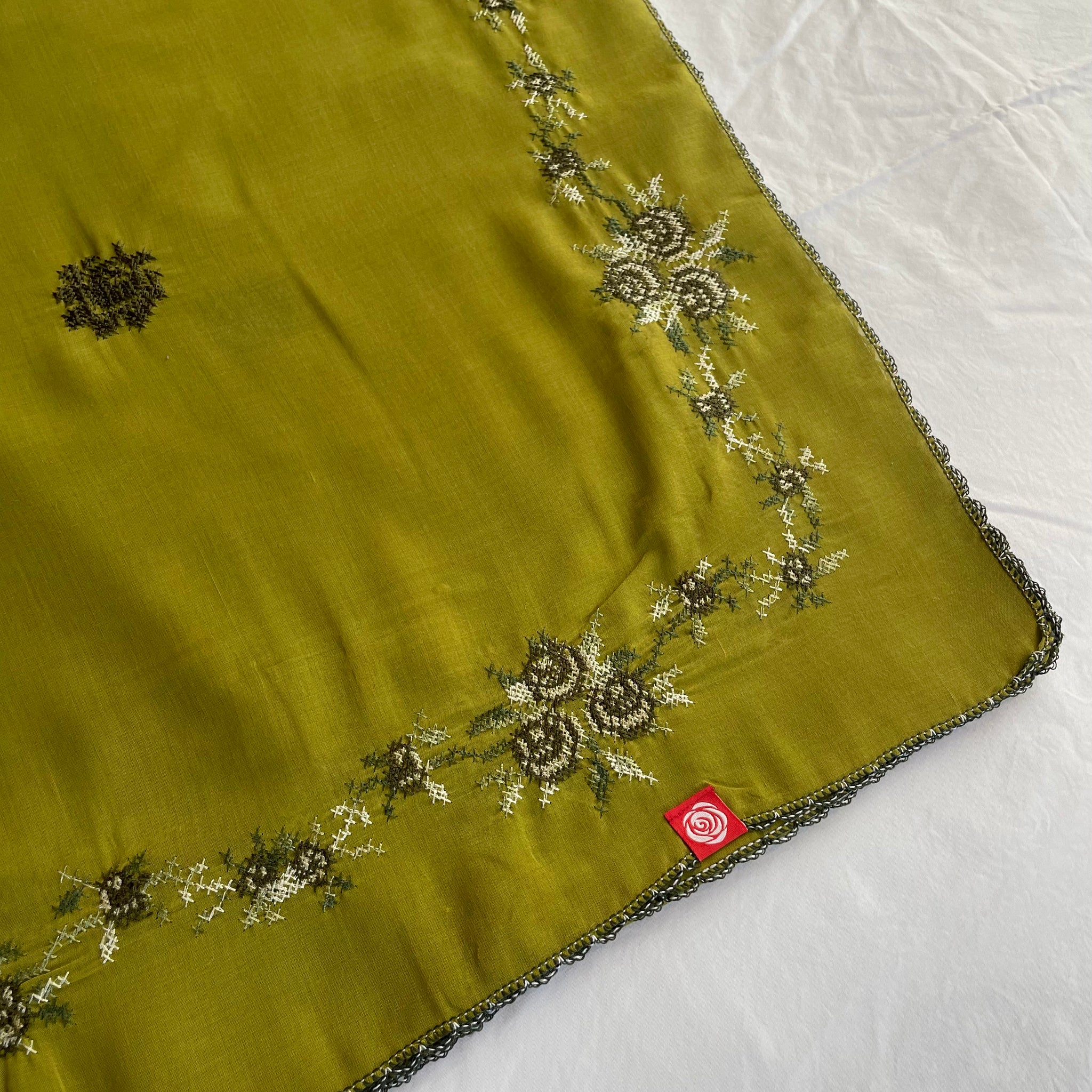 RZ5-19 Jouri Rose Embroidered Home Hijab — Green